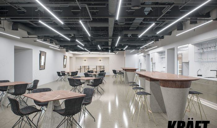 Designerskie oświetlenie K-Led od KRAFT w stylu loft w biurze 